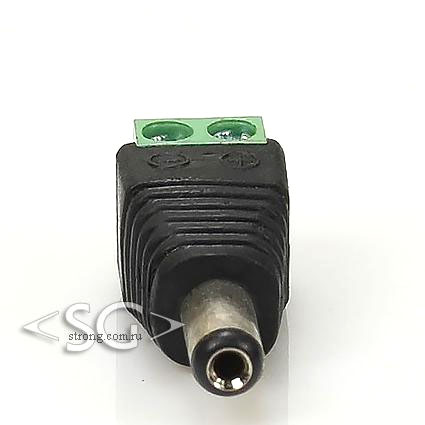 Разъем питания, штекер 5.5 x 2.1 mm, с клеммной колодкой